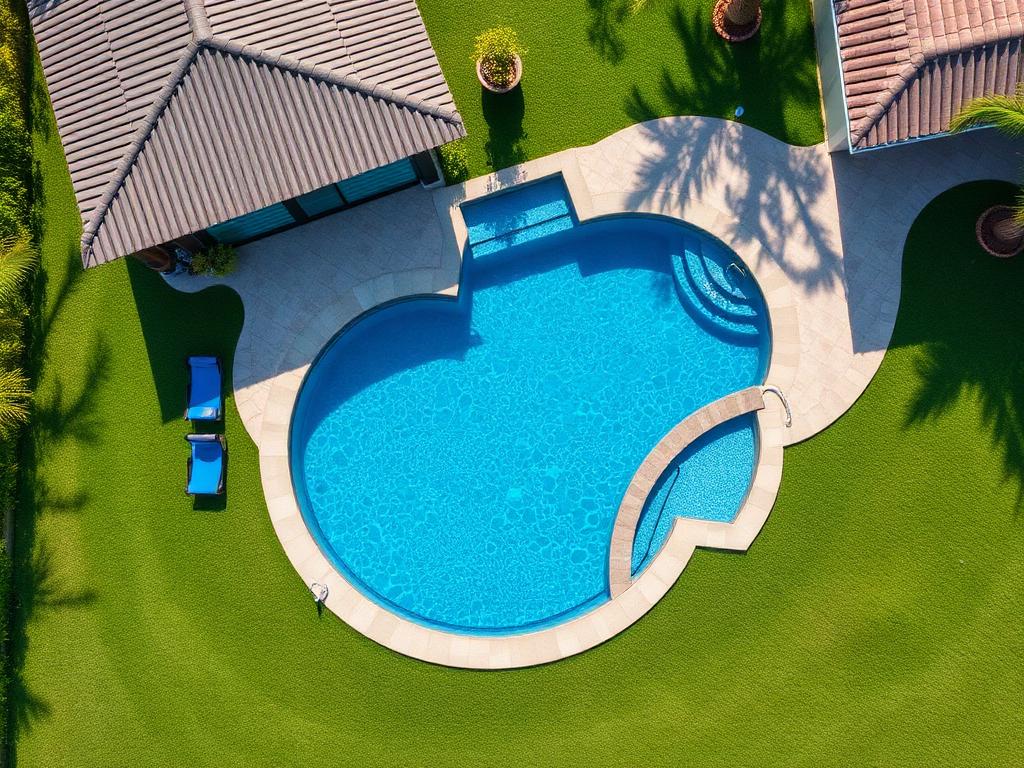 Vista aérea de piscina UJR instalada